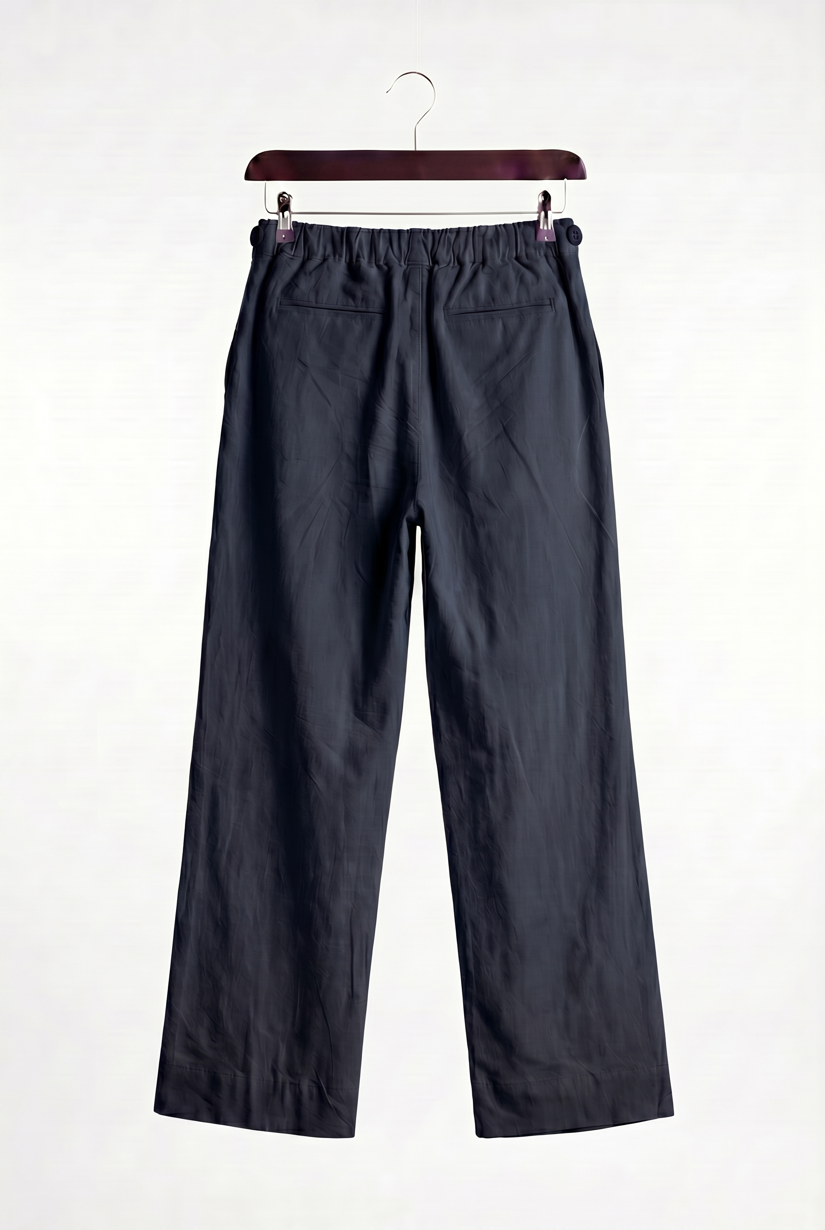 CLASSIC PLEATED LINEN NAVY TROUSERS