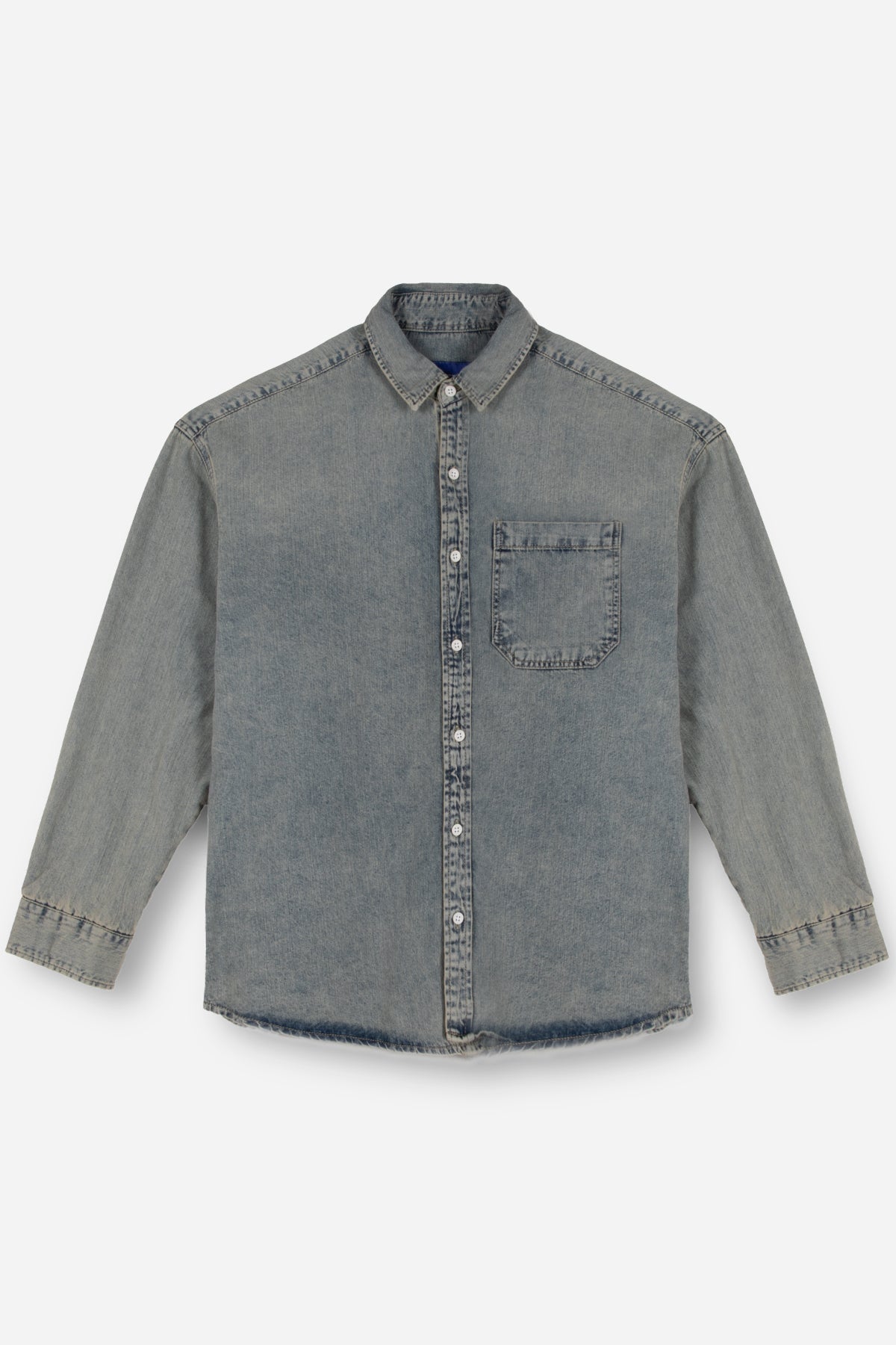 TEK CEPLİ DENIM GÖMLEK - MAVİ - GÖMLEK