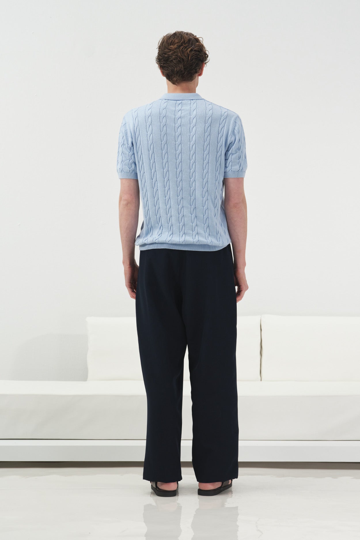 ÇİFT PİLİLİ BOL KESİM GENİŞ PAÇALI LACİVERT PANTOLON