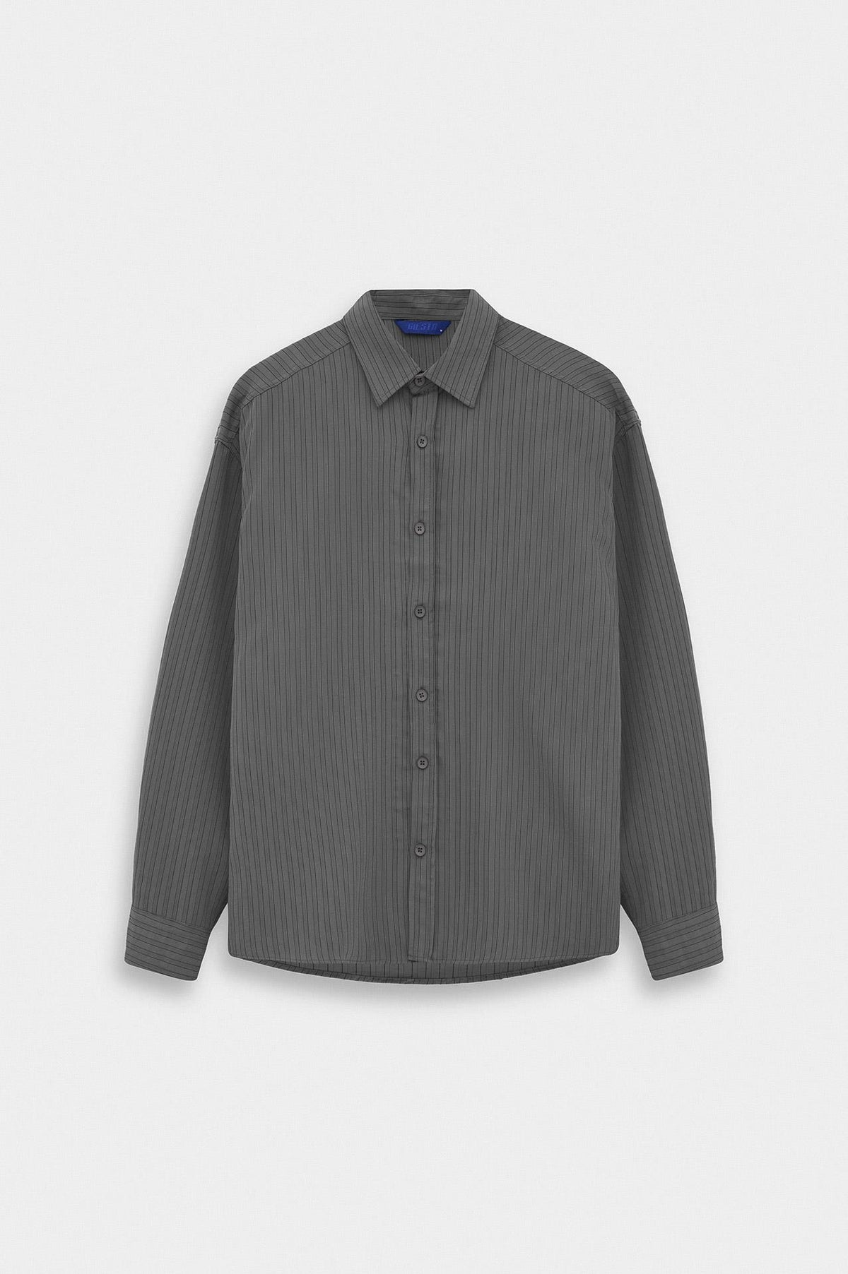 OVERSIZE ÇİZGİLİ ANTRASİT MODAL GÖMLEK - 1