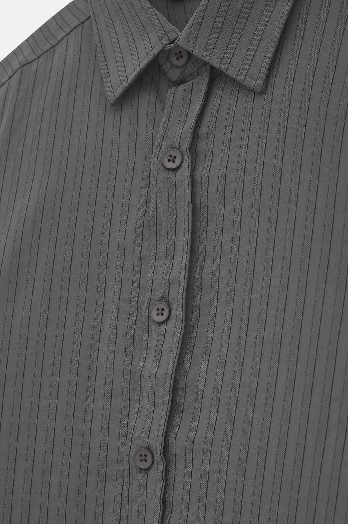 OVERSIZE ÇİZGİLİ ANTRASİT MODAL GÖMLEK - 2