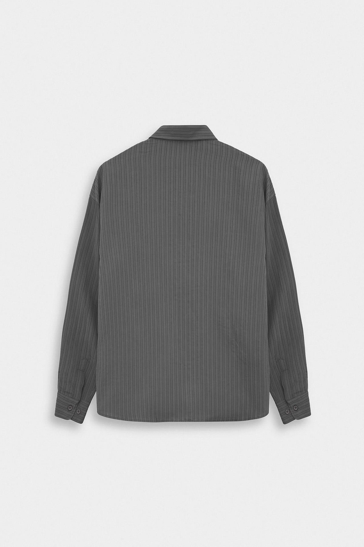 OVERSIZE ÇİZGİLİ ANTRASİT MODAL GÖMLEK - 4