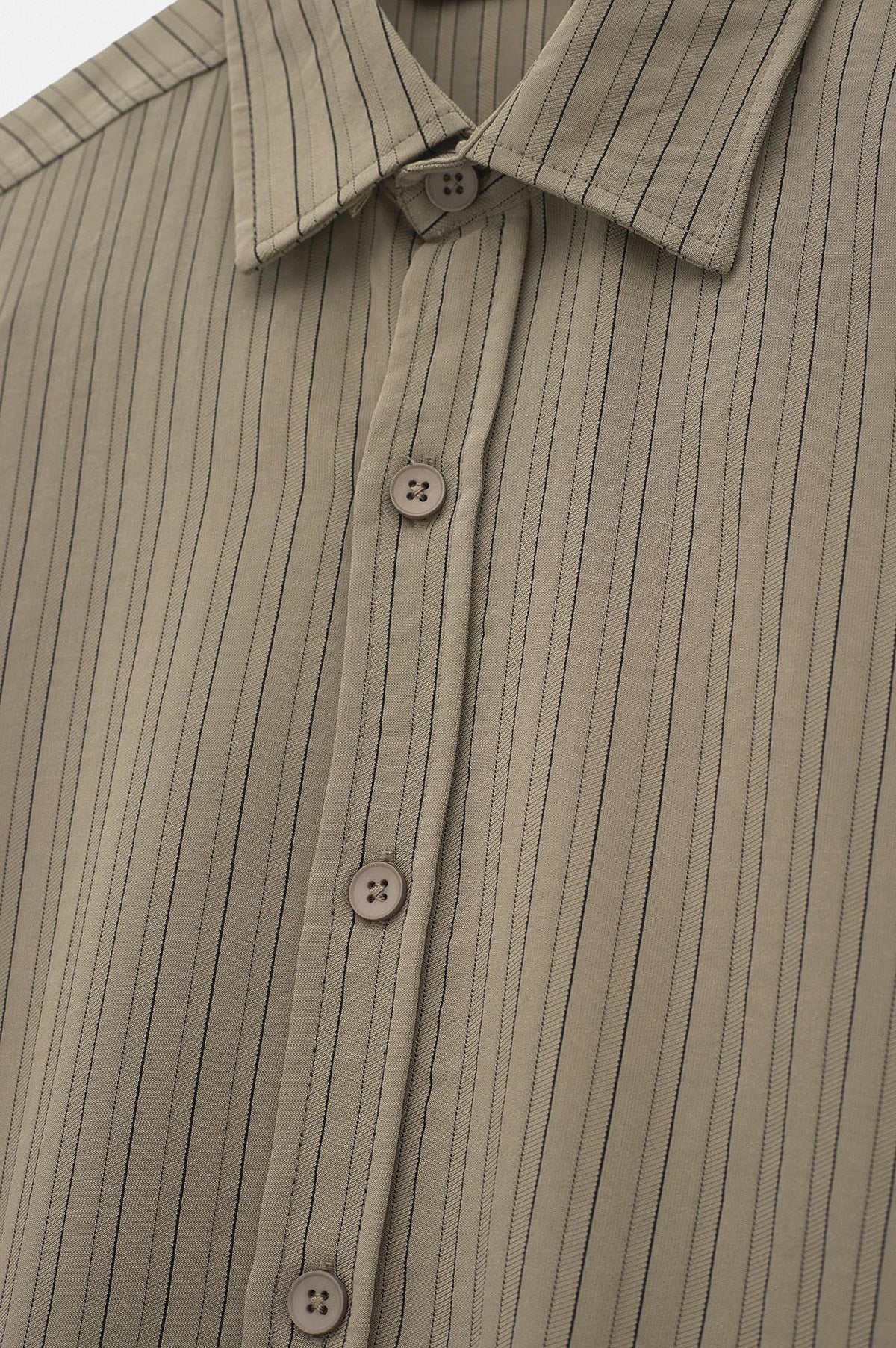 OVERSIZE ÇİZGİLİ BEJ MODAL GÖMLEK - 2