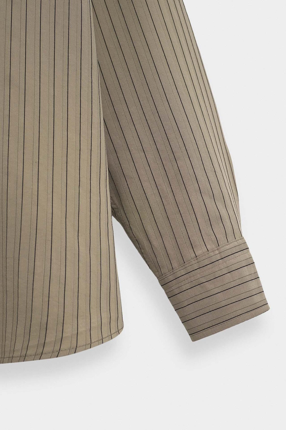 OVERSIZE ÇİZGİLİ BEJ MODAL GÖMLEK - 3
