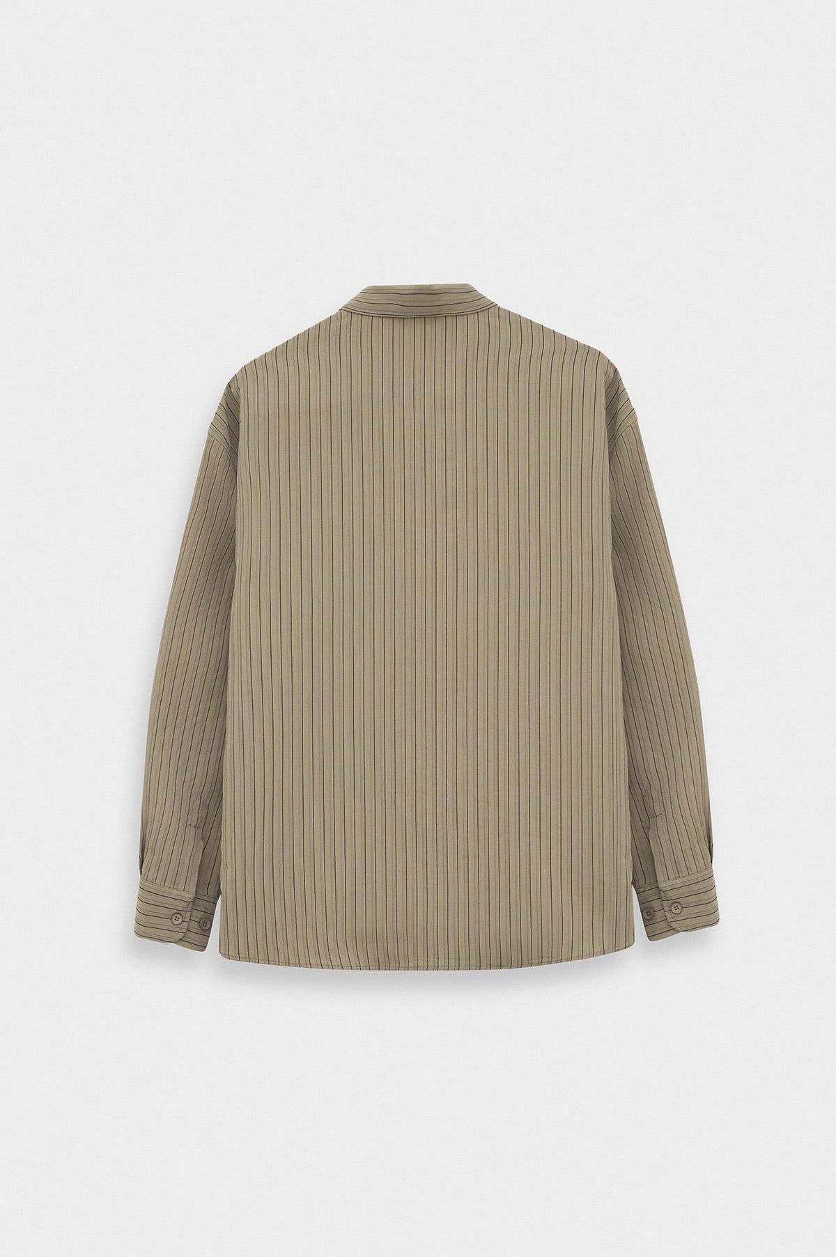 OVERSIZE ÇİZGİLİ BEJ MODAL GÖMLEK - 4