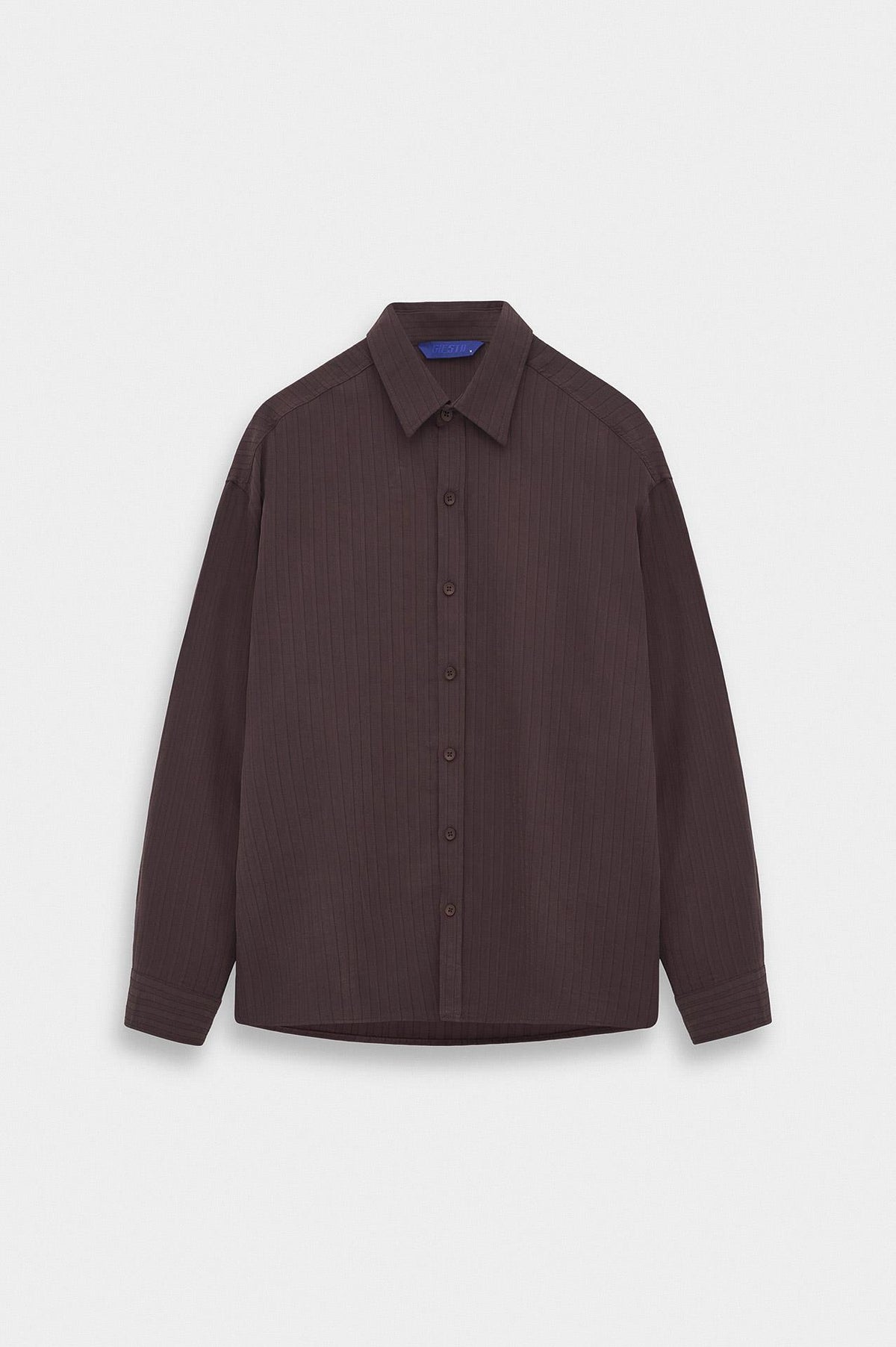 OVERSIZE ÇİZGİLİ BORDO MODAL GÖMLEK - 1