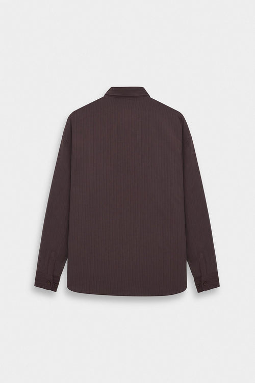OVERSIZE ÇİZGİLİ BORDO MODAL GÖMLEK - 4