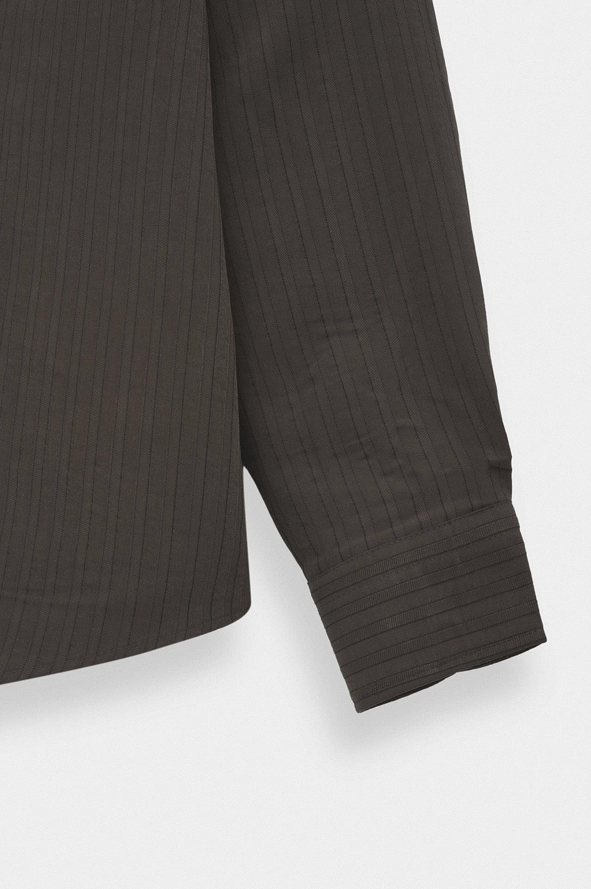 OVERSIZE ÇİZGİLİ KAHVERENGİ MODAL GÖMLEK - 3
