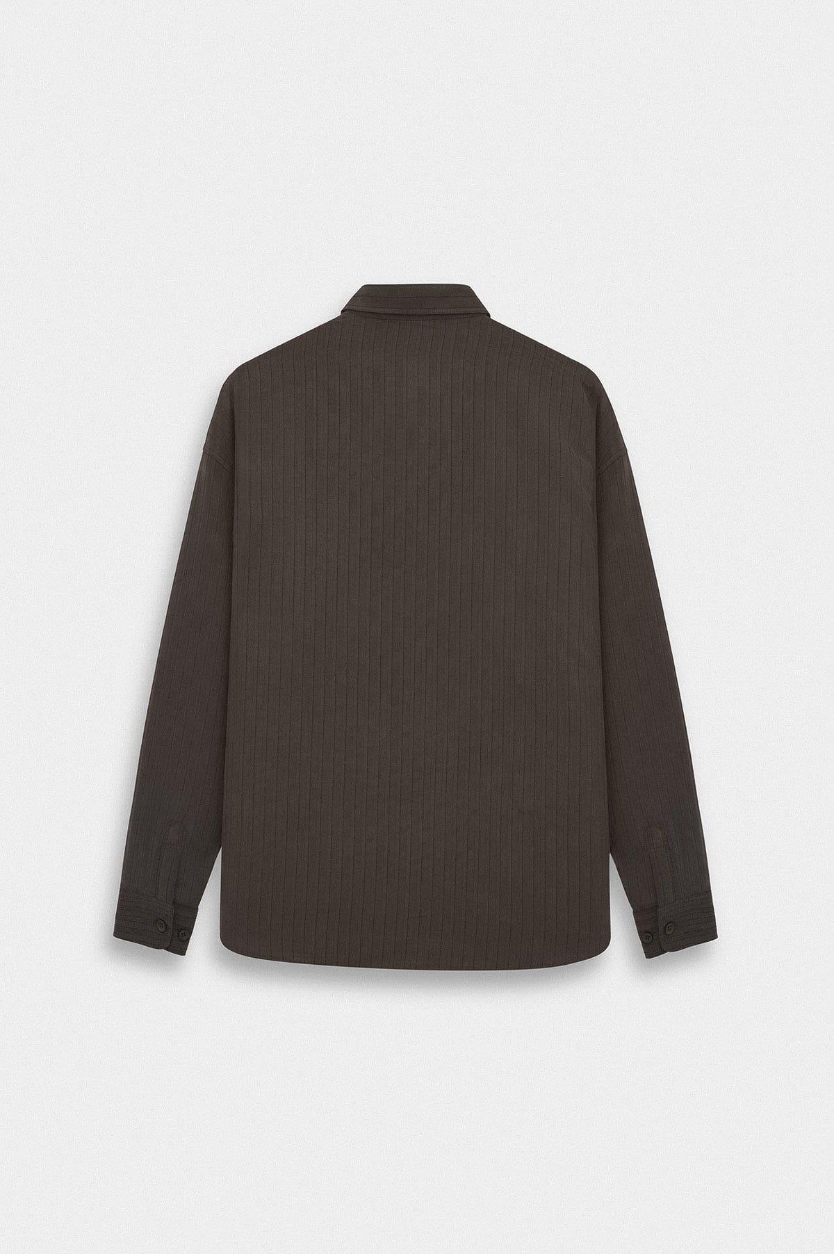 OVERSIZE ÇİZGİLİ KAHVERENGİ MODAL GÖMLEK - 4
