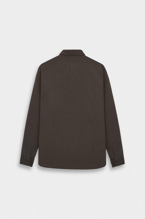 OVERSIZE ÇİZGİLİ KAHVERENGİ MODAL GÖMLEK - 4