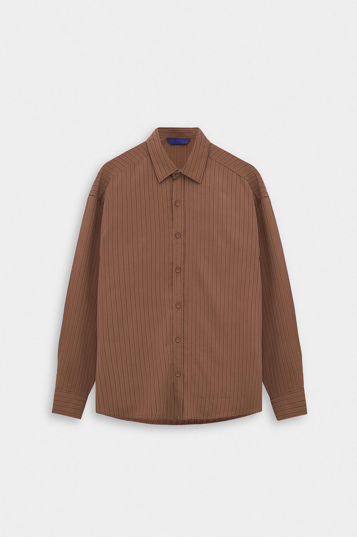 OVERSIZE ÇİZGİLİ KİREMİT MODAL GÖMLEK - 1