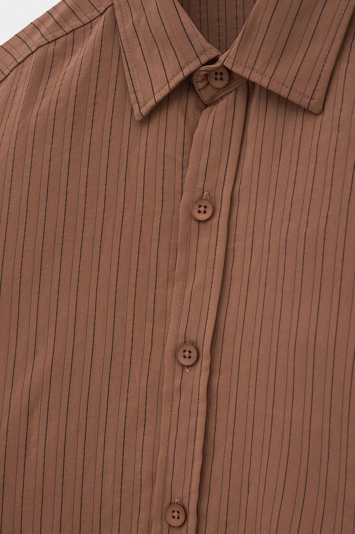 OVERSIZE ÇİZGİLİ KİREMİT MODAL GÖMLEK - 2