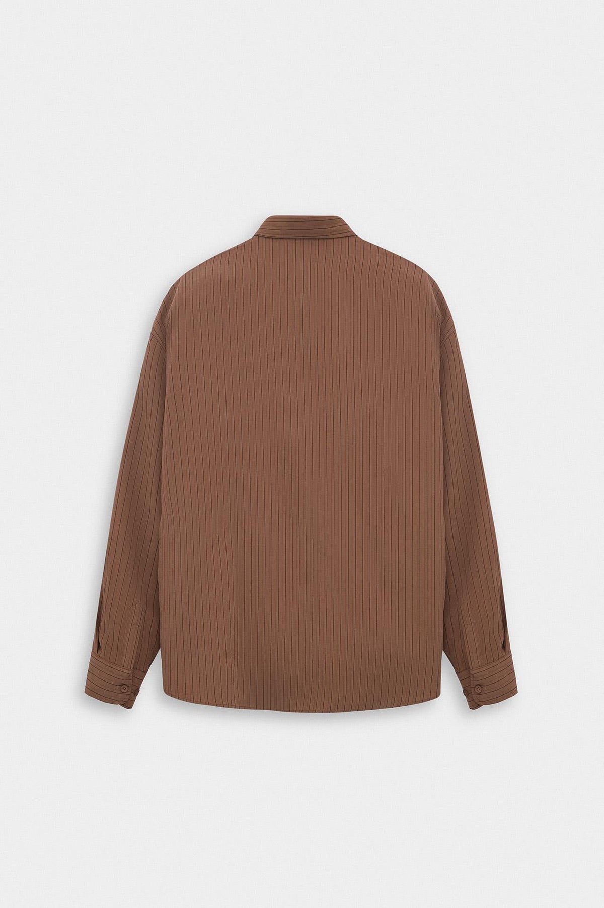 OVERSIZE ÇİZGİLİ KİREMİT MODAL GÖMLEK - 4