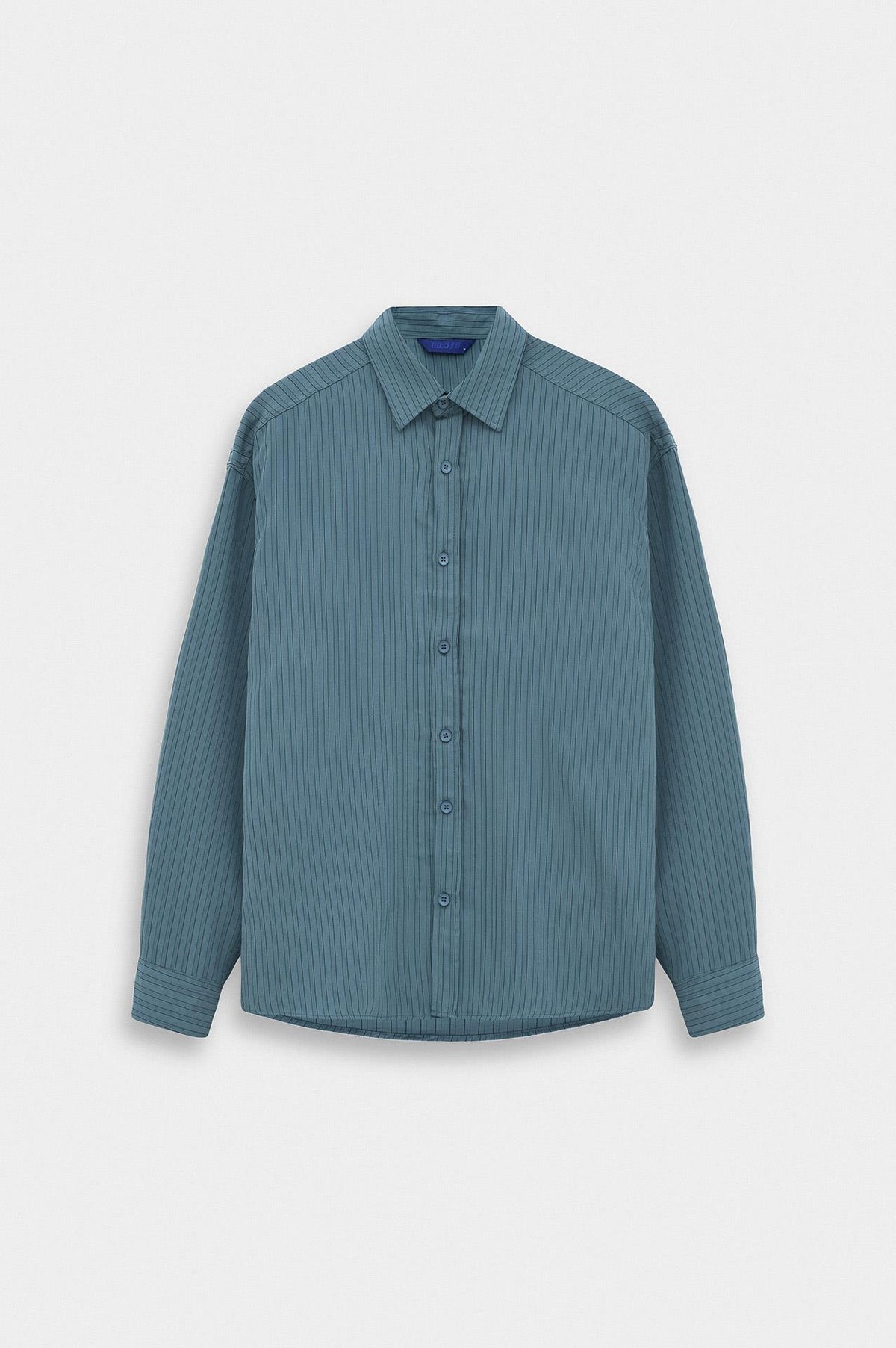 OVERSIZE ÇİZGİLİ MAVİ MODAL GÖMLEK - 1