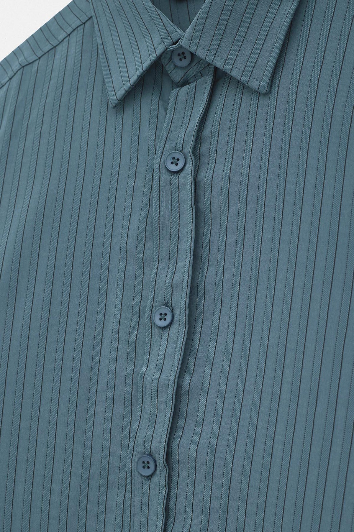 OVERSIZE ÇİZGİLİ MAVİ MODAL GÖMLEK - 2