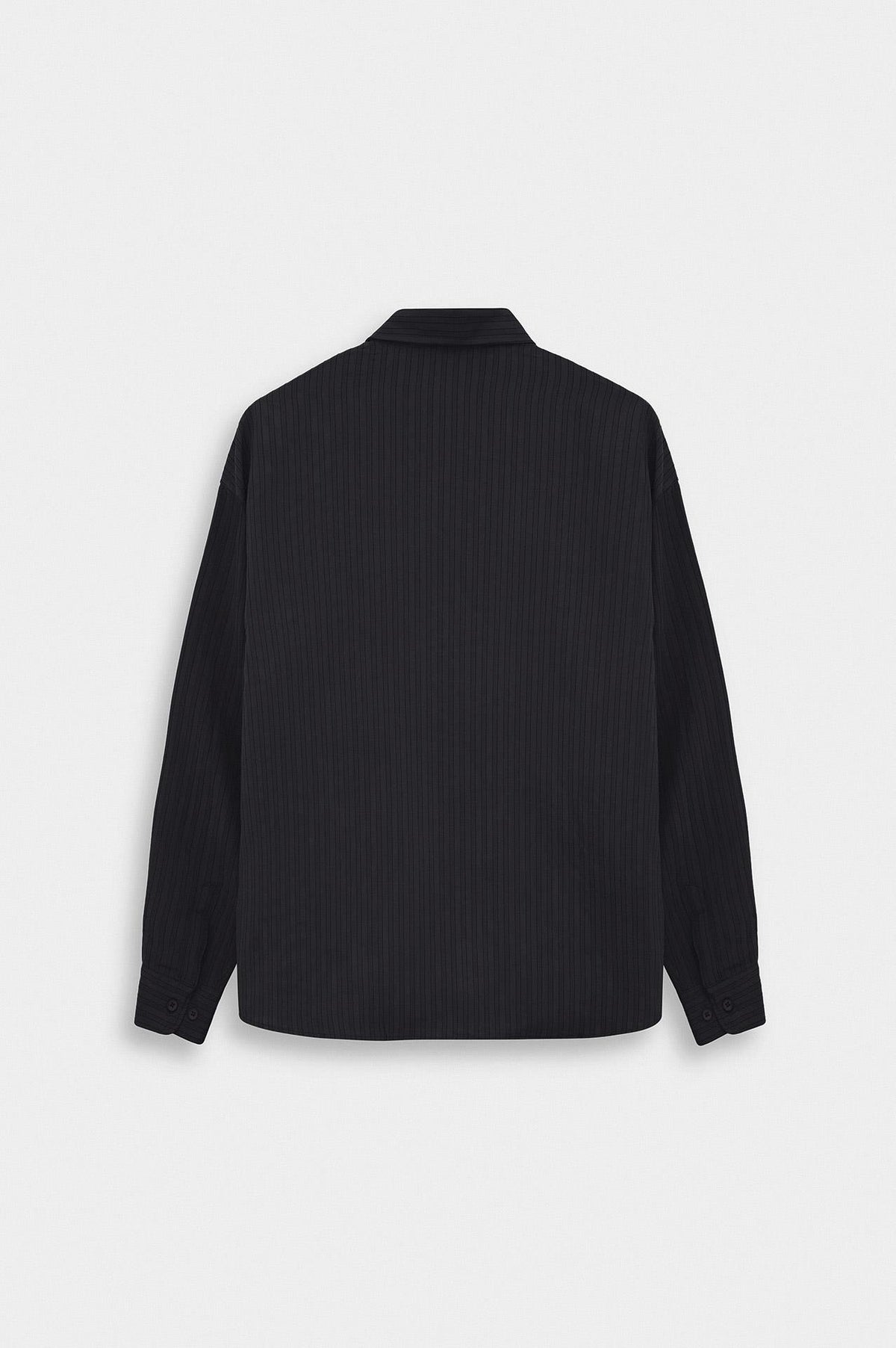 OVERSIZE ÇİZGİLİ SİYAH MODAL GÖMLEK - 4