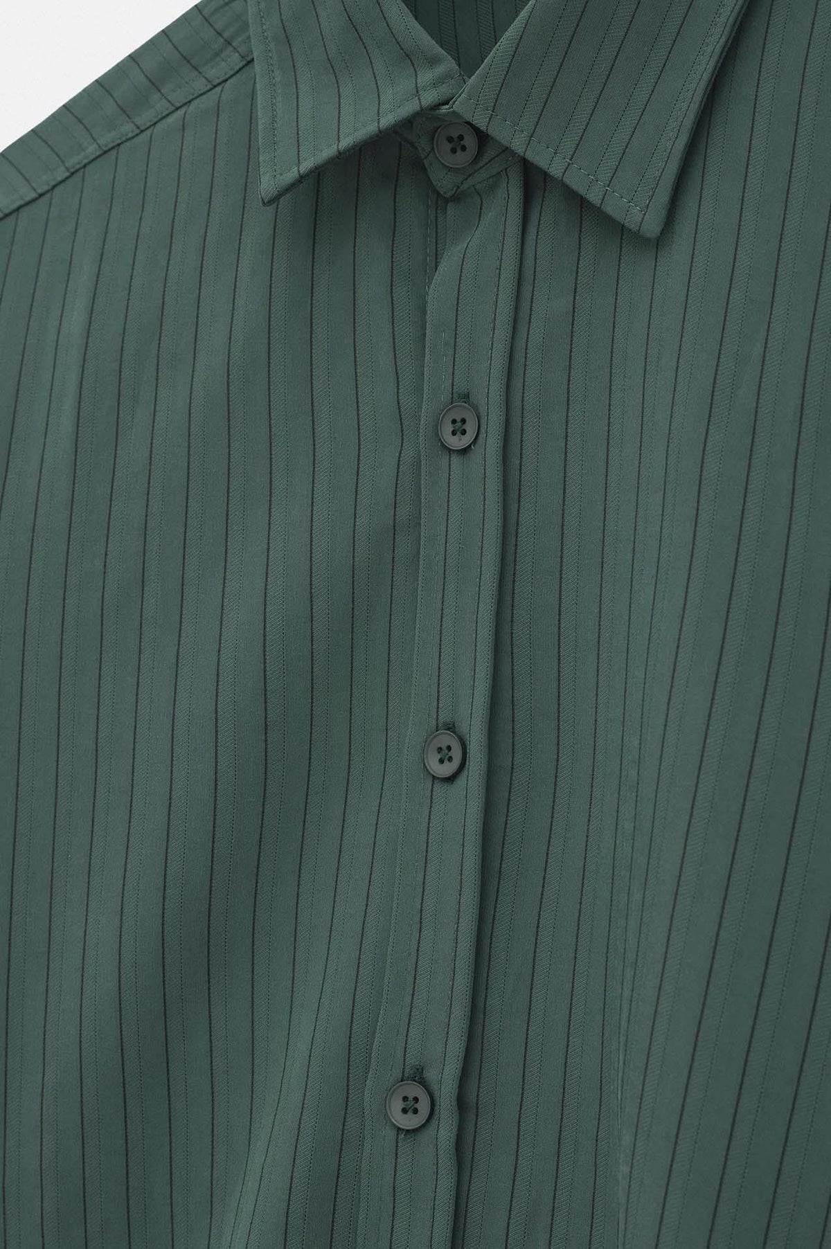 OVERSIZE ÇİZGİLİ YEŞİL MODAL GÖMLEK - 2
