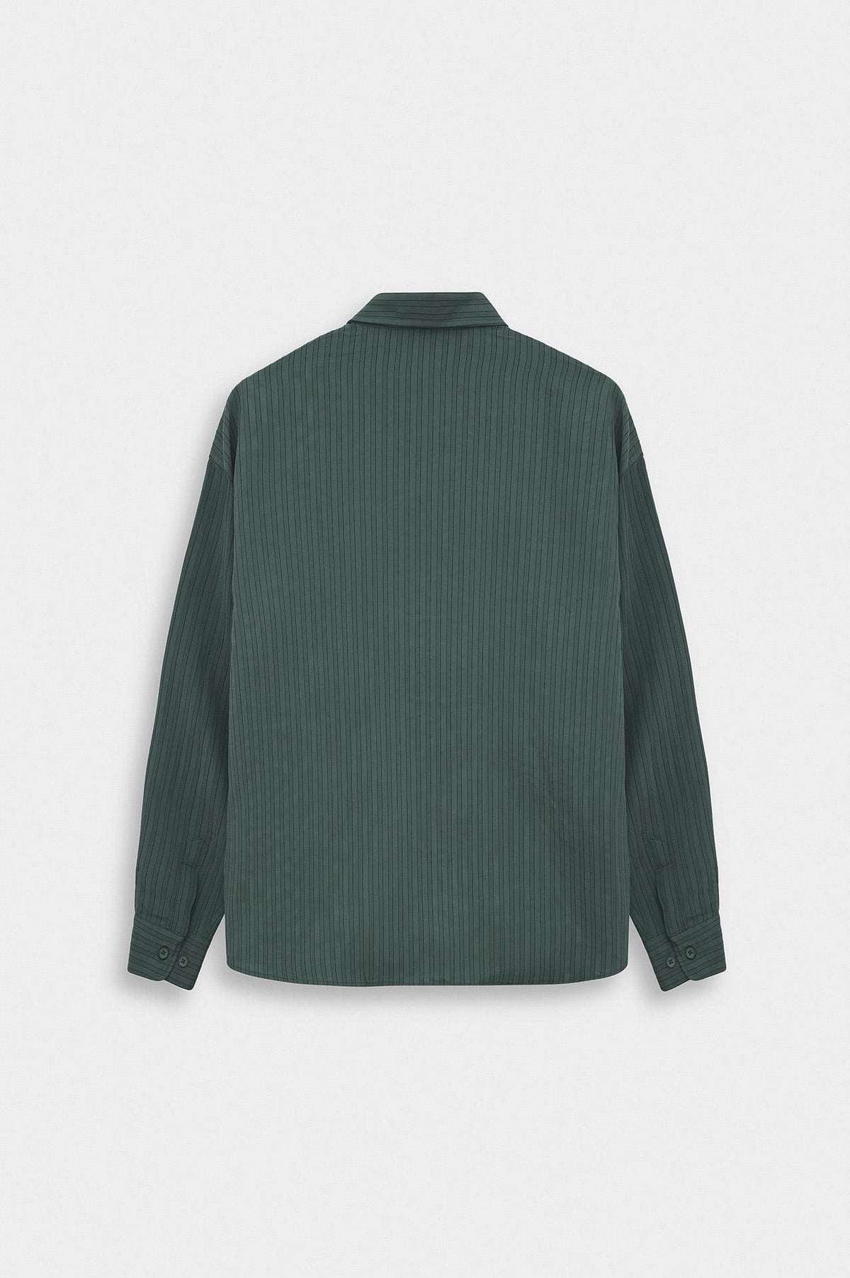 OVERSIZE ÇİZGİLİ YEŞİL MODAL GÖMLEK - 4