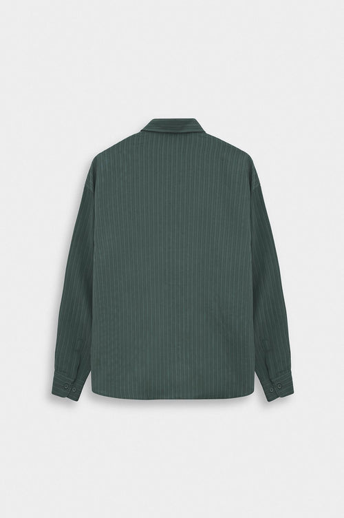 OVERSIZE ÇİZGİLİ YEŞİL MODAL GÖMLEK - 4