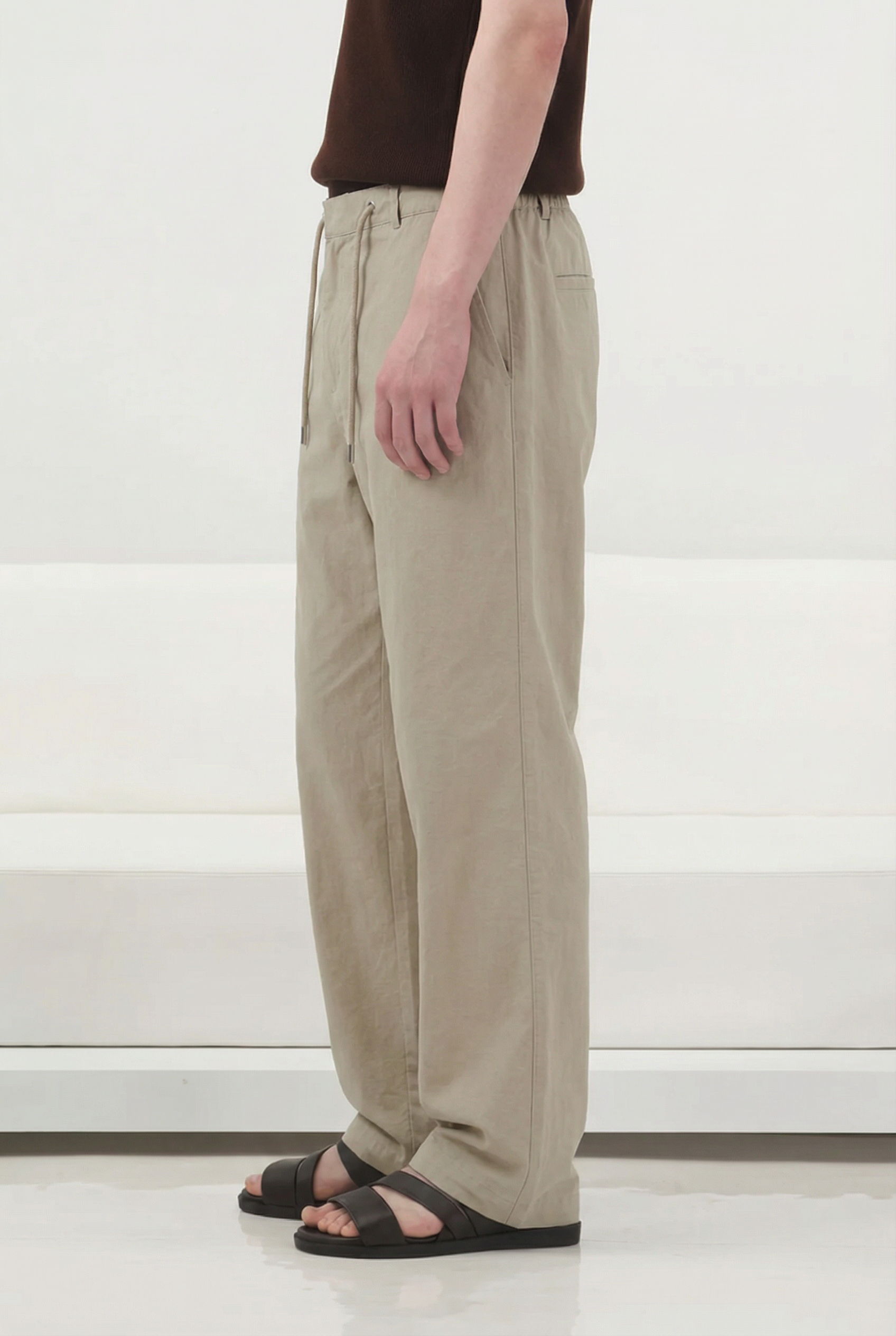 REGULAR FIT BASKILI BEJ TENSEL PANTOLON