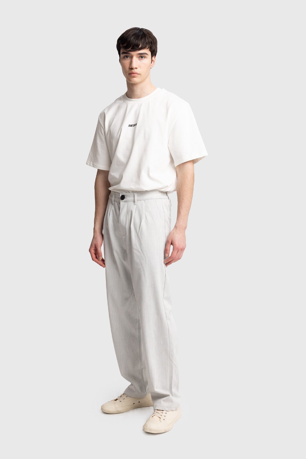 PİLİLİ DÖKÜMLÜ PANTOLON - GRİ - PANTOLON