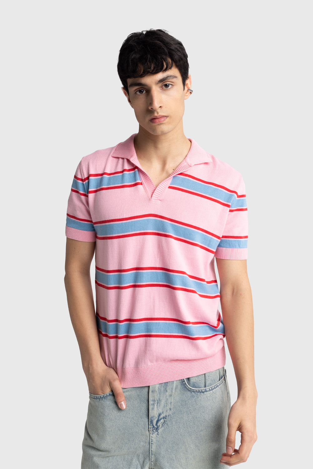 POLO YAKA T-SHIRT - PEMBE