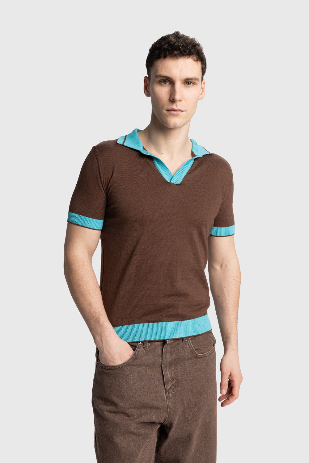 POLO YAKA T-SHIRT - KAHVERENGİ