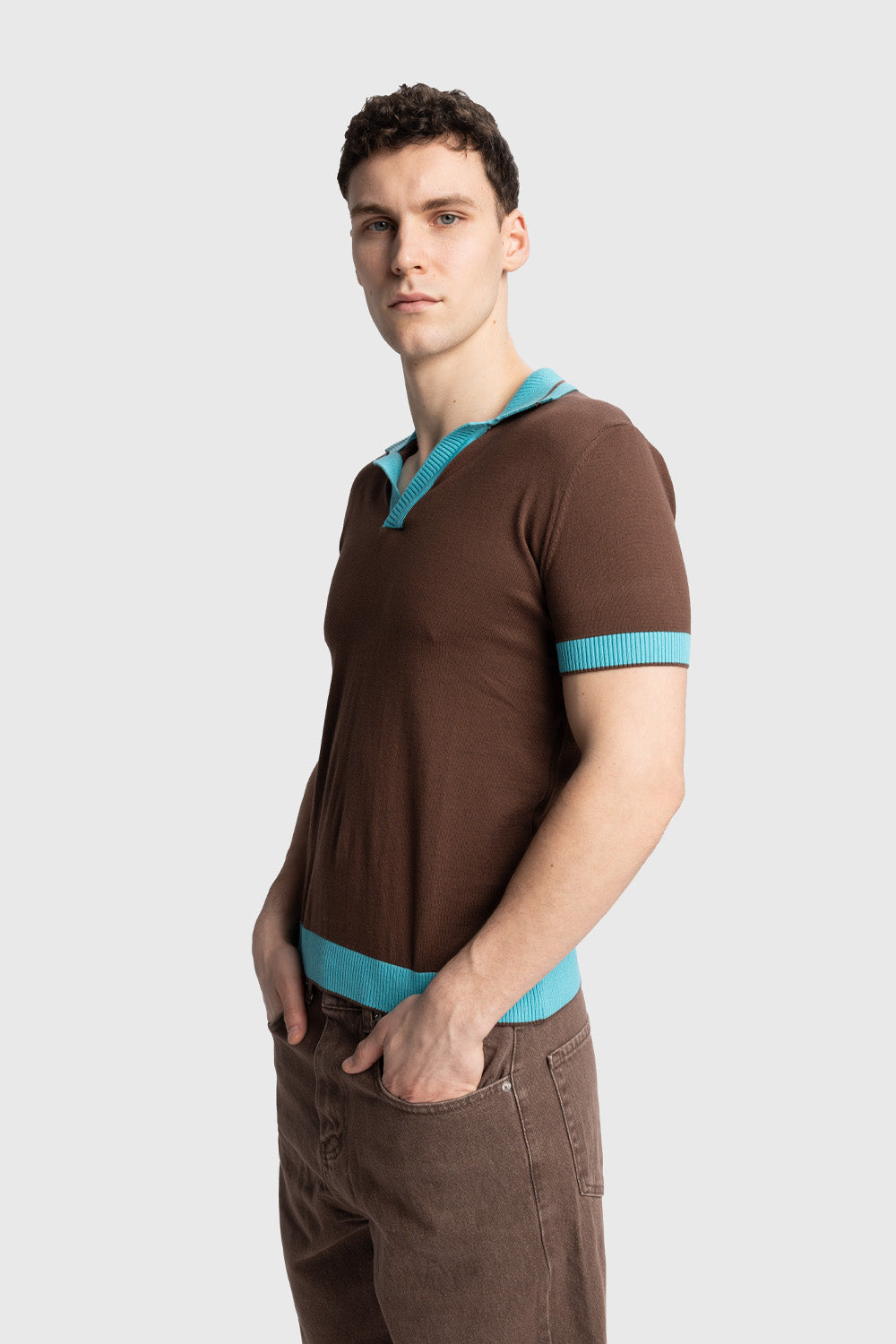 POLO YAKA T-SHIRT - KAHVERENGİ