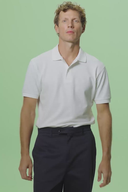 SHORT SLEEVE POLO NECK WHITE T-SHIRT - 2