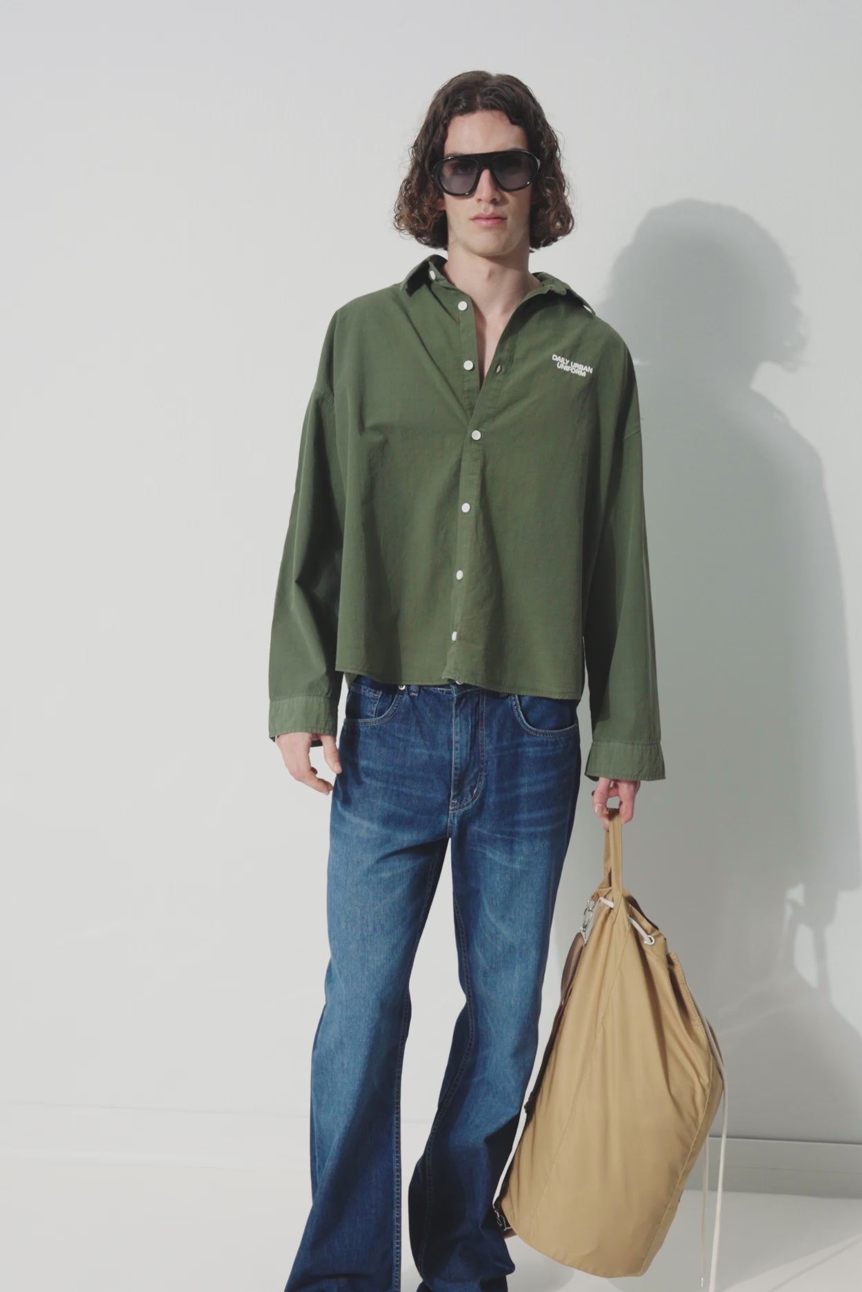EFFECTIVE CROP KHAKI SHIRT