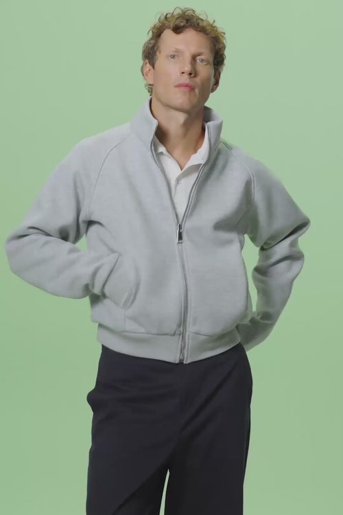 GREY ZIPPED SCUBA CARDIGAN - 2