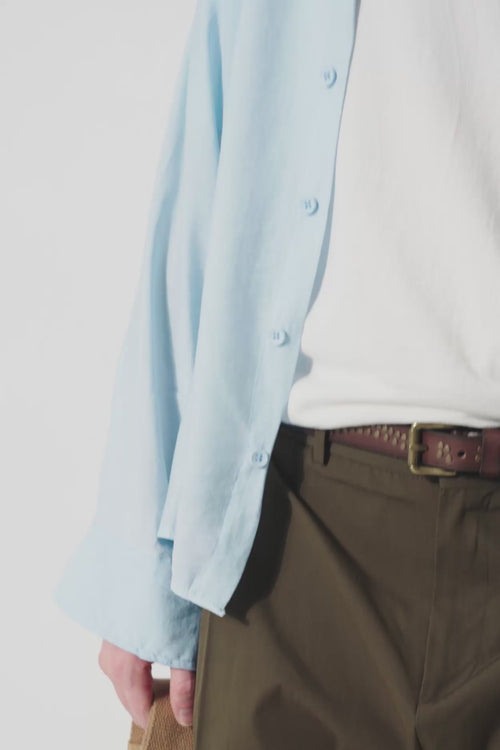 OVERSIZE DRAPED BLUE MODAL SHIRT - 3
