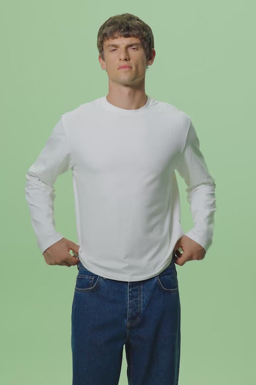 LONG SLEEVE REGULAR FIT WHITE T-SHIRT - 2