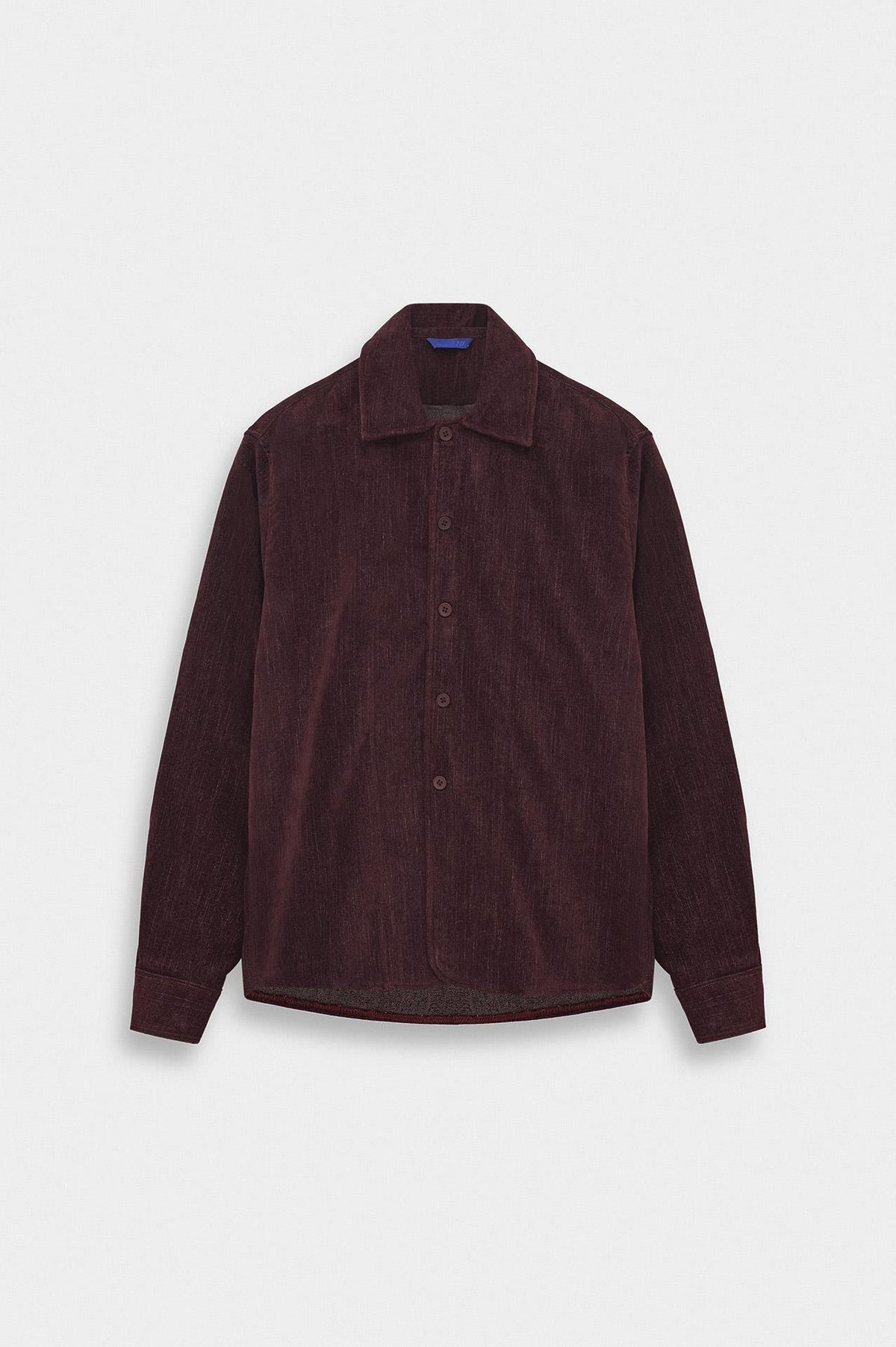 REGULAR FIT DOKULU BORDO KADİFE GÖMLEK - 1