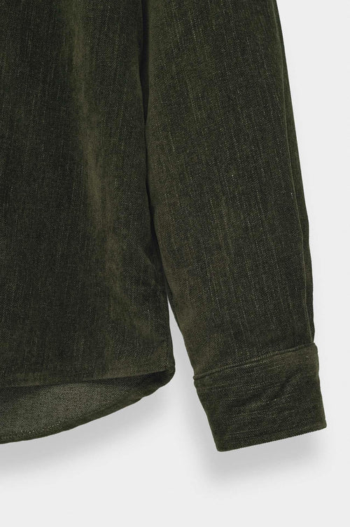 REGULAR FIT TEXTURED KHAKI CORDUROY SHIRT - 3
