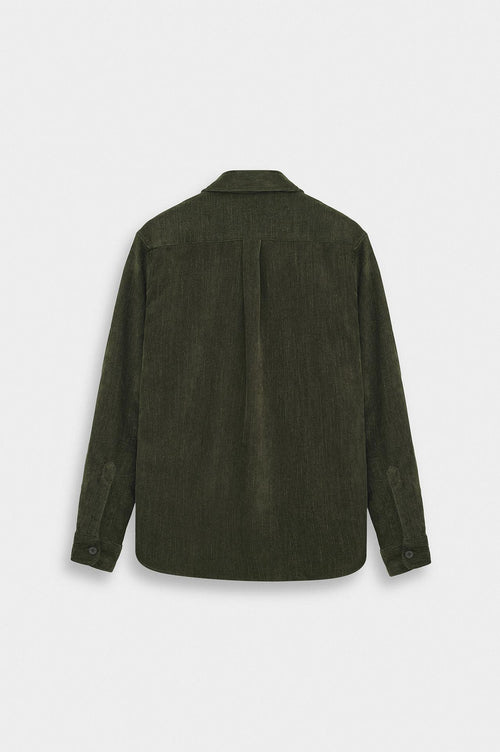 REGULAR FIT TEXTURED KHAKI CORDUROY SHIRT - 4