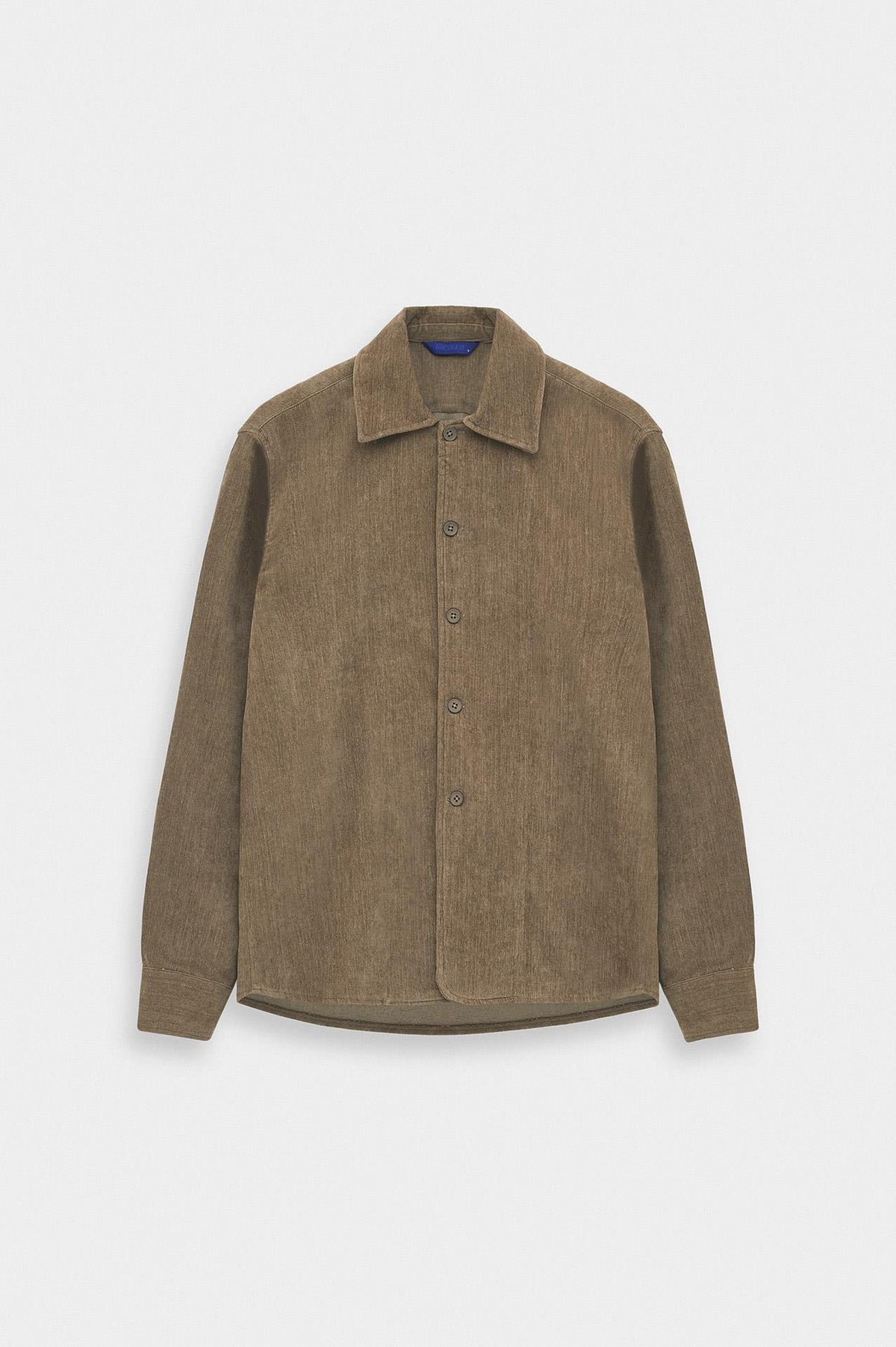 REGULAR FIT TEXTURED TAUPE CORDUROY SHIRT - 1