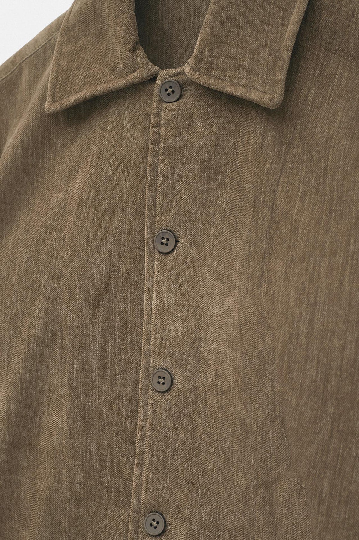 REGULAR FIT TEXTURED TAUPE CORDUROY SHIRT - 2