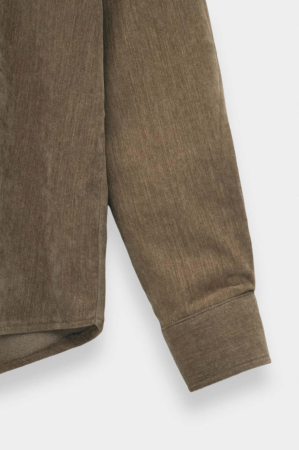 REGULAR FIT TEXTURED TAUPE CORDUROY SHIRT - 3