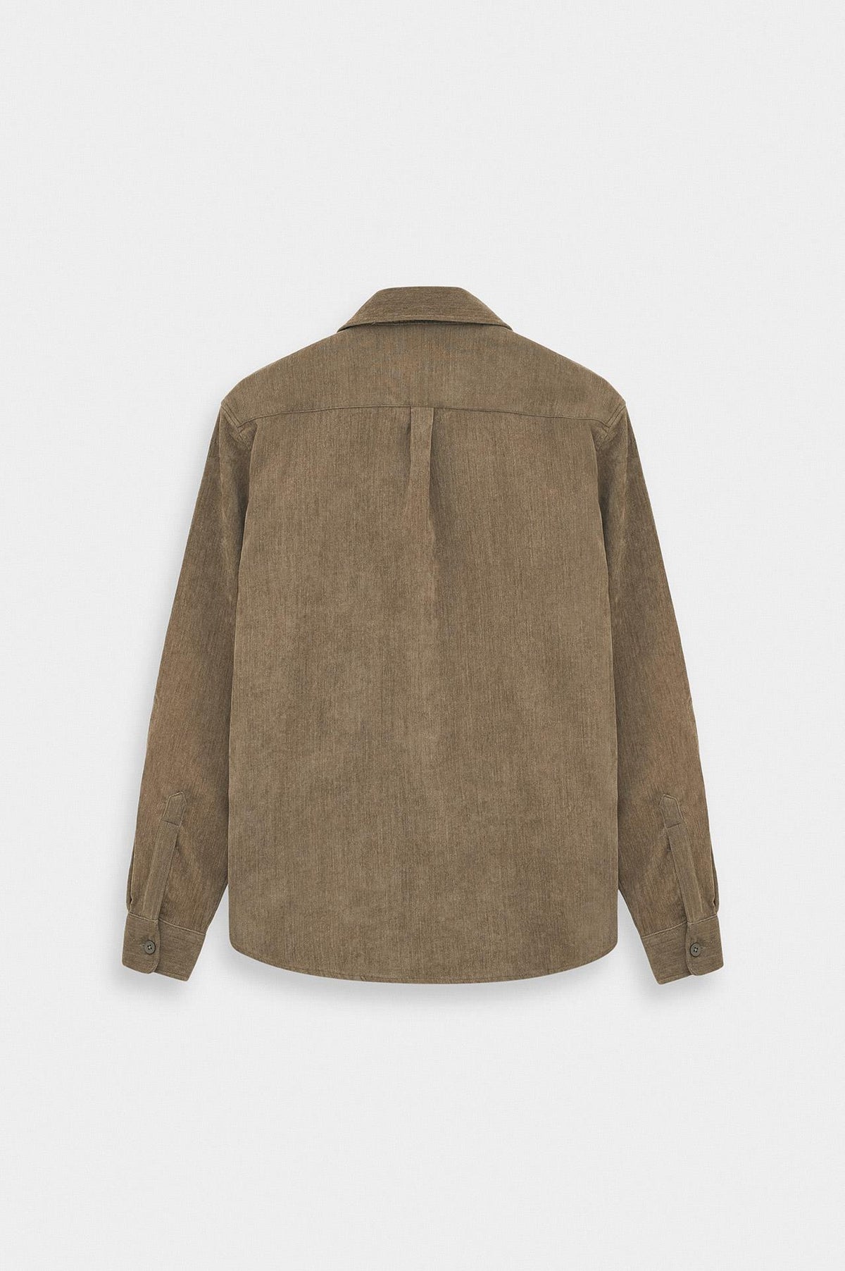 REGULAR FIT TEXTURED TAUPE CORDUROY SHIRT - 4