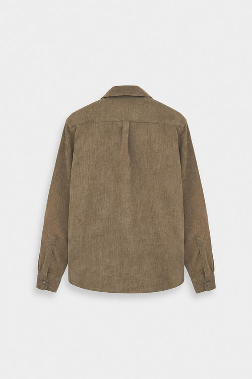 REGULAR FIT TEXTURED TAUPE CORDUROY SHIRT - 4