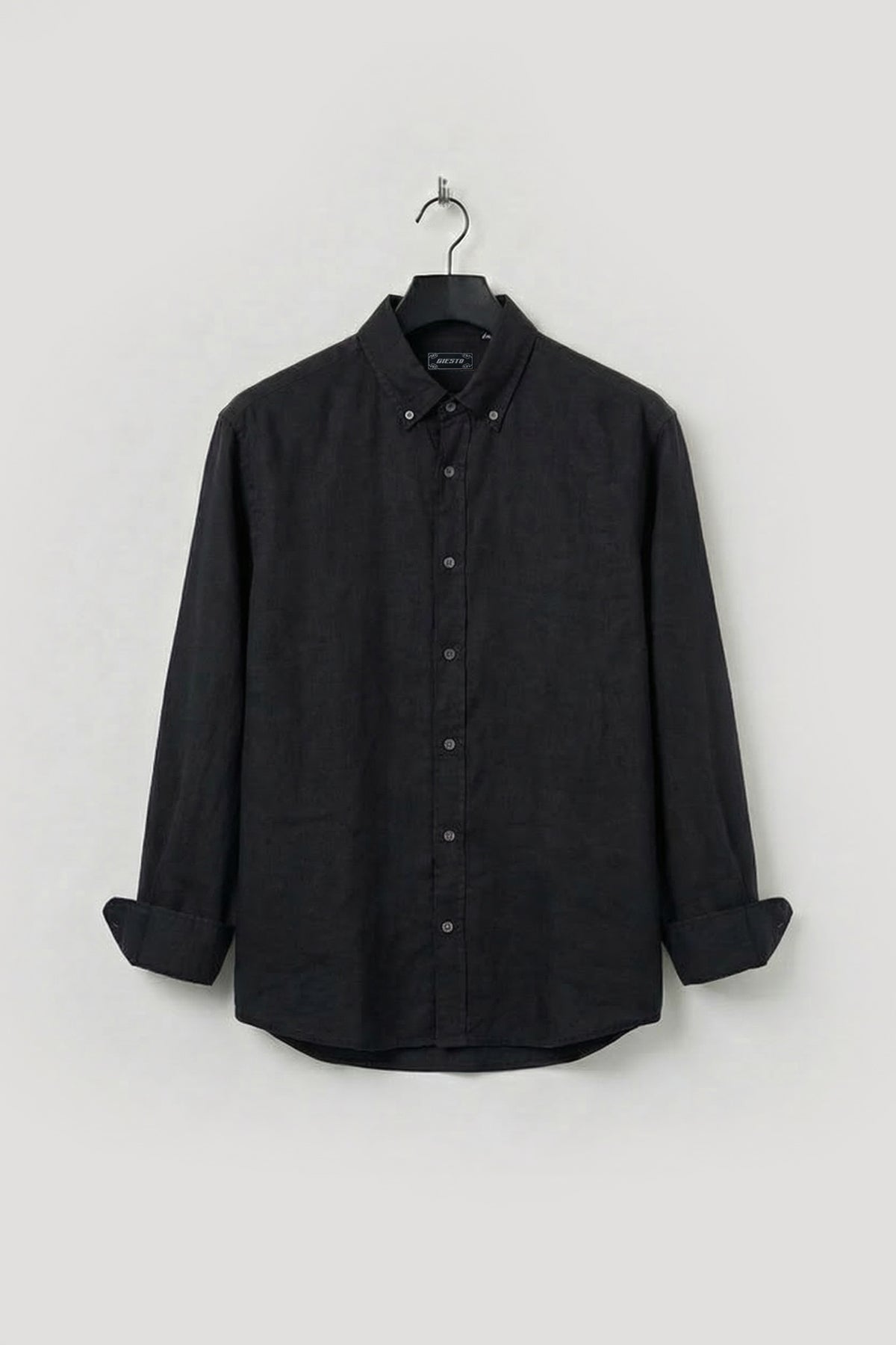 OVERSIZE DÖKÜMLÜ SİYAH FRESH KETEN GÖMLEK