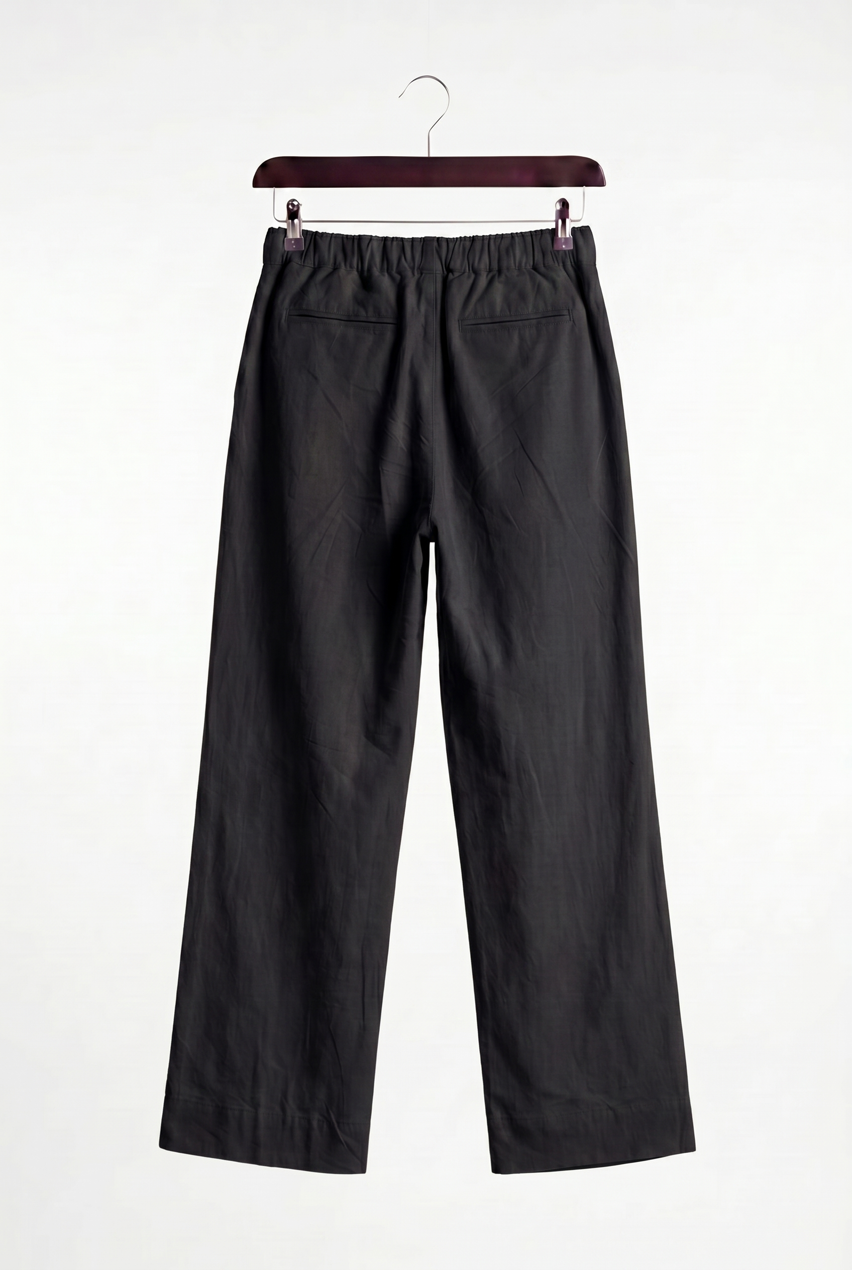 CLASSIC PLEATED LINEN BLACK TROUSERS