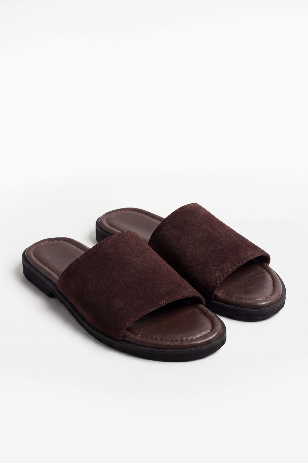 THIN-SOLED SUEDE BROWN SLIPPERS