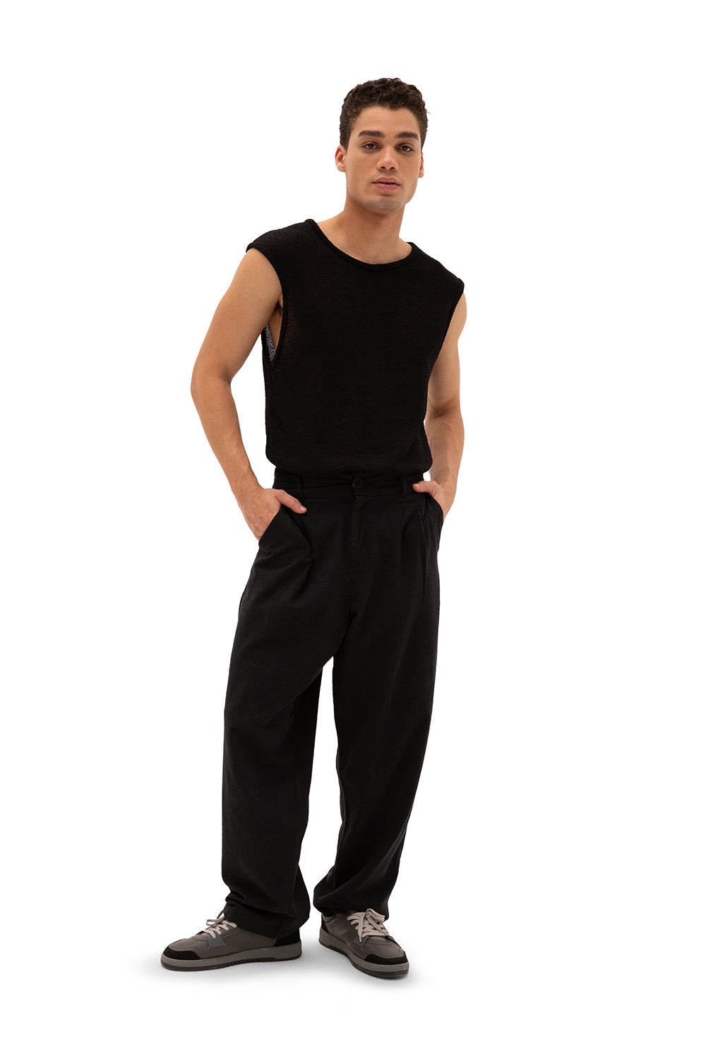PLEATED CRINKLE TROUSERS